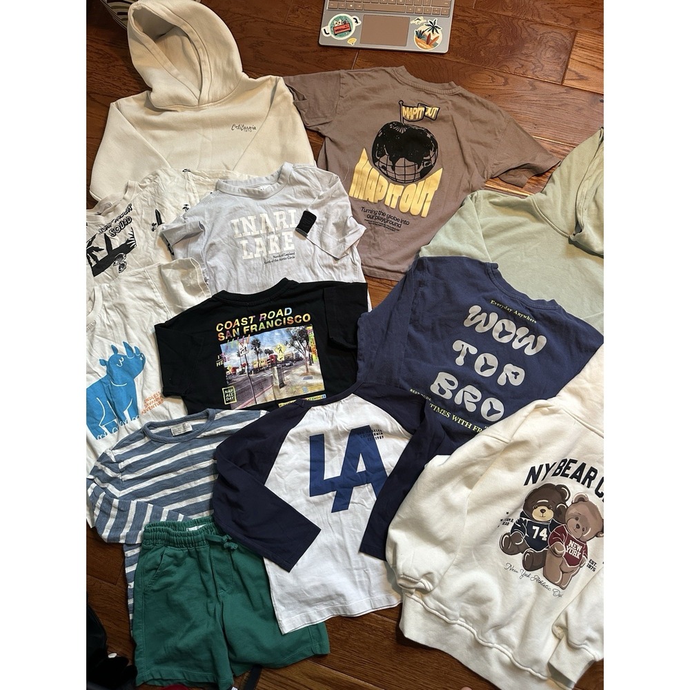 ZARA Boys Size 6 7 Clothing Lot Bundle 11 Pcs Hoodies Bear Sweatshirt Short